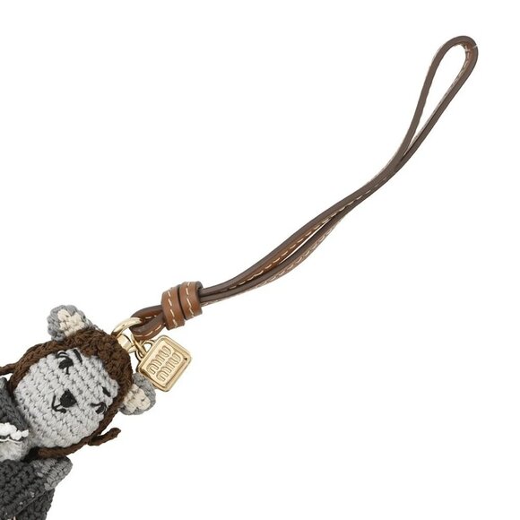 MIUMIU Technical Yarn Trick Bag Charm Recycled Polyester Gray/Brown/Red 5TT260 - Picture 4 of 14
